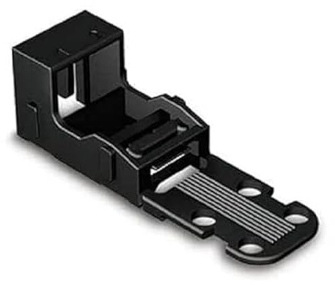 WAGO Befestigungsadapter 221-512/000-004 | für 2 Leiter-Klemmen, 4 mm², 10 Stück, mit Rastfuß, geeignet für liegende Montierung von Verbindungsklemmen, schwarz