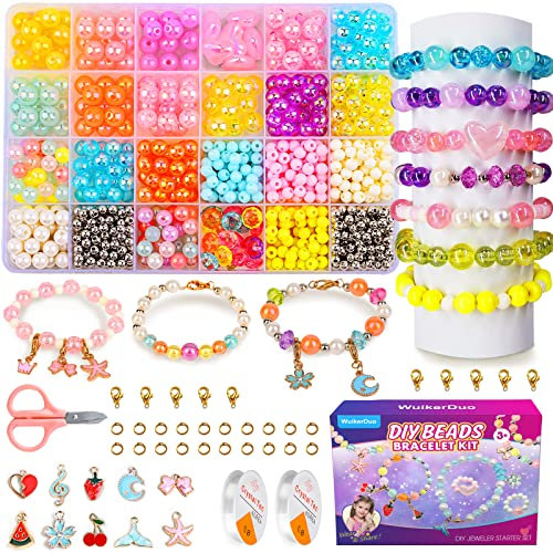 WuikerDuo Pastell Perlen Armbänder Herstellung Kits, perlen zum auffädeln kinder,Armbänder Halsketten Bastelset für Mädchen Kinder