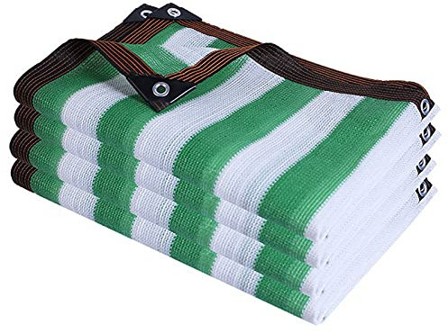 Sunblock Shade Cloth GrüNes Weiß Gestreiftes Schattiernetz, Hagelnetz Outdoor Verdickung Garten Schatten 75% Uv Blockieren,Benutzt FüR Courtyard Balcony WäRmeisolierung (2mx3m/6.6ftx9.8ft)