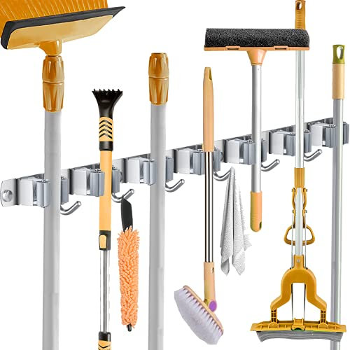 KYDIFS Besenhalterung Wand, Wandhalterung, Edelstahl Gerätehalter, Besen Mop Halter für Küche Badezimmer Garten Multifunktionen( 7 Halter )