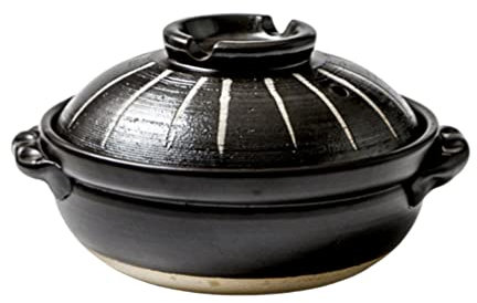 Vaguelly Japanese Donabe Ceramic Hot Pot: Casserole Earthenware Clay Pot Japanese Cooking Donabe Ceramic Casserole Pot Stock Pot Soup Pot Clay Cooking Pot for Shabu Shabu
