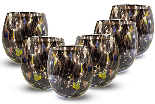 Gocce di Murano 12 verres à vin travaillés selon la tradition des artisans de Murano, verre soufflé et travaillé à la main 200 ml - Verres à vin élégants et précieux