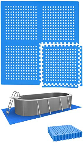 EYEPOWER 4,2 m² Poolunterlage - 12 Eva Matten 62x62 - Outdoor Pool Unterlage - Unterlegmatten Set