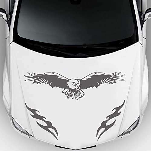BYNYXI Motorhaube Aufkleber, 3-teilige Flamme Adler Aufkleber für Auto Personalisiert Aufkleber Wasserdicht Karosserie Aufkleber Selbstklebender Aufkleber Adler Auto Styling Dekoration-50cmx14cm