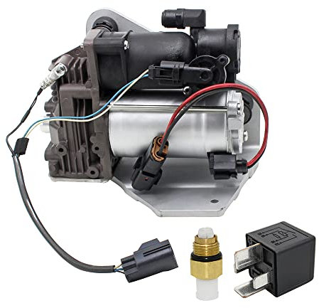 AIRSUSFAT LR015303 Air Suspension Compressor Pump with Bracket AMK Style with Relay Compatible with LR4 2009-2016 Range Rover Sport 2005-2013 Discovery 3 2004-2009 LR023964 LR061888