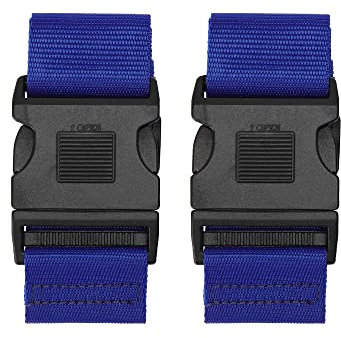 2 Stück / 4 Stück Gepäckgurte, verstellbare Koffergurte mit Namensschild, Reisezubehör für Koffer in leuchtenden Farben (2pcs Blue)