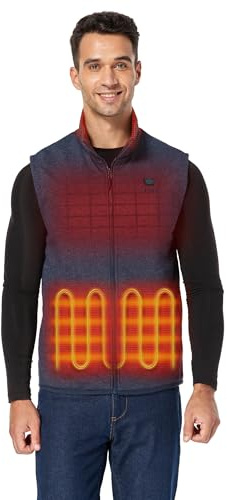 ORORO Men’s Heated Fleece Gilet 4-Zone Heated Vest, Up to 10H | Soft fleece comfort, lightweight design, easy layering, simple heat control for commuting, walking, and winter wear