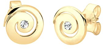 Elli Ohrringe Damen Ohrstecker Spirale Basic Modern mit Kristall 925 Silber
