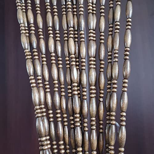 Perlenvorhang Türvorhang Holzperlen Vorhänge,Hängender Raumteilervorhang,Holzperlen Vorhänge Schrank Bildschirm Panel,Für Terrassentür Innendekoration,Größenanpassung (46 strands (90x200cm))
