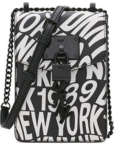 DKNY Damen Elissa Phone Crossbody Umhängetasche, Schwarz Multi