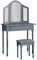 Vicco Schminktisch Kate, Kosmetiktisch mit Spiegel, Grau, 80 cm mit Hocker