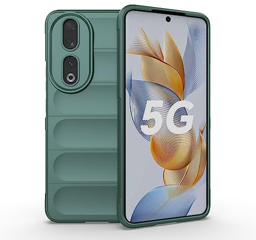 ESTH® Liquid Silicone Hülle für Honor 90 mit Antibakteriellem Schutz und Kratzfestes weichem Mikrofaserfutter, Rundumschutz Stoßfeste Handyhülle Case, Grün