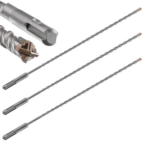 Wensilon Concrete Drill Bit Lengthening 3pcs 7/32 X 12-10 Cross-Type Double Thread Carbide Material Suitable for Brick, Stone, Extra Long Hammer Drill Bits