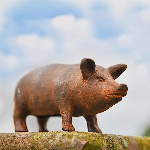 Black Country Metal Works Rustic Cast Iron Pig Sculpture, Small