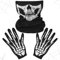 Skelett Maske, Skelett Handschuhe, Halloween Gesichtsmaske Handschuhe Schwarz, Ghost Sport Maske mit Skeleton Pattern Gloves für Fasching Halloween Cosplay Kostüm Karneval Motorrad Fahrrad Ski