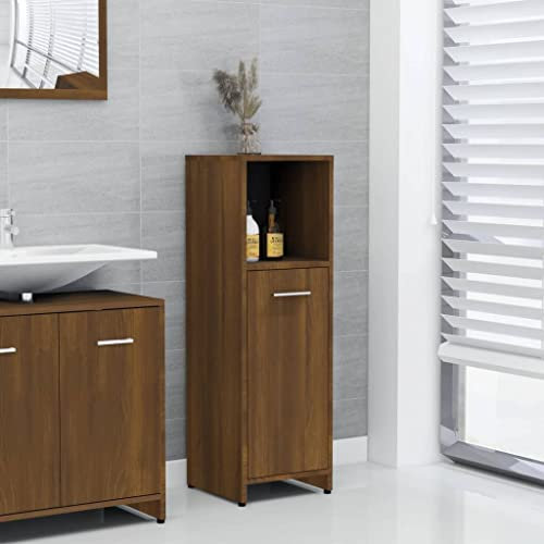 CIADAZ Badschrank, Badezimmerschrank, Vorratsschrank, Badezimmer Möbel, Allzweckschrank, Aufbewahrungsschrank, Braun Eichen-Optik 30x30x95 cm Holzwerkstoff