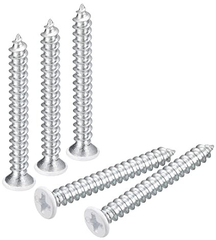 QUARKZMAN ST4x35mm Tornillos Autorroscantes, 50uds Tornillos Autoperforantes de Plana Cabeza Phillips, Madera Tornillos Blanco para Carpintería