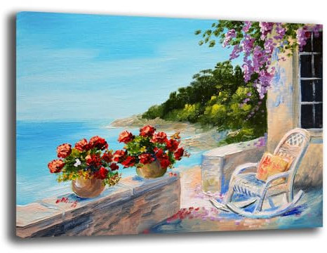 Quadro MARE COSTIERA Moderno Effetto Dipinto Quadri moderni Soggiorno Stampa su tela Canvas Decorazione Murale muro Arredo Camera da letto Cucina (30x40 cm, 1)