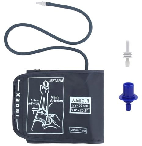 Monitor De Presión Arterial Manguito 22-52cm, Manguito Tensiometro Extra Grande Manguito de Esfigmomanómetro, Manguito Tensiometro de Brazo Grande para Personas Mayores para Uso Doméstico XL Azul
