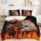 Yaofeiou 3D Effekt Leopard Tier Bettwäsche 200x220 Leoparden und Flammen Muster Bettbezug Schwarz Wildtier Thema Bettwaren-Set Mikrofaser mit Reißverschluss und 2 Kissenbezug 80x80