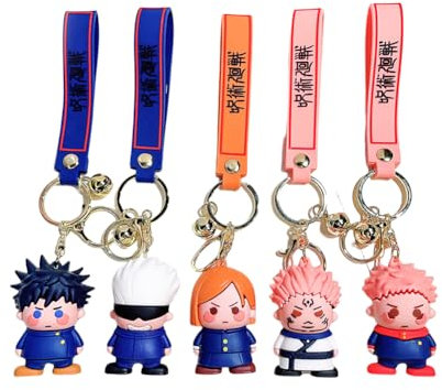Xingbiyou 5 Stück Anime Jujutsu Kaisen Schlüsselanhänger Set,Auto Schlüsselanhänger Tasche Anhänger