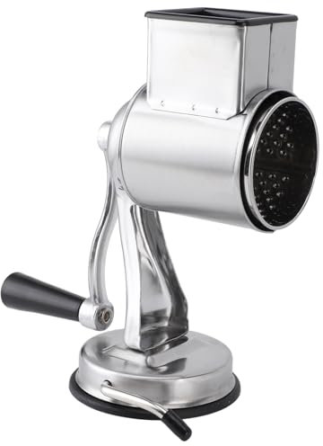 Rallador Rotatorio de Queso, Rallador Manual de Verduras de Acero Inoxidable, Cortador de Manivela Multifuncional con Ventosa Segura, Ahorro Eficiente de Mano de Obra para Cocina
