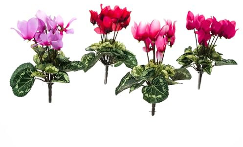 Set 12 Mini Ciclamino Artificiali Composto da 7 Fiori Altezza 18 cm Multicolore