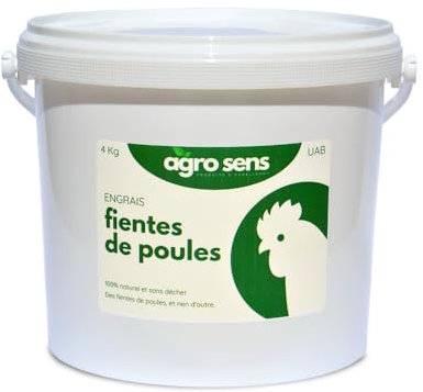 Engrais Fientes de Poules Pondeuses - 100% Naturel UAB, Seau de 4 Kg AGRO-SENS