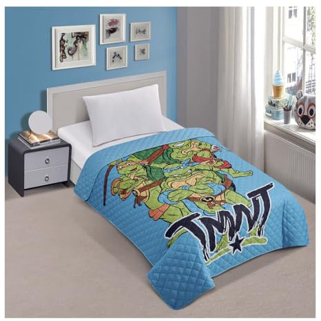 Jay Franco TMNT JF14538 Teenage Mutant Ninja Turtles Twin gesteppte Tagesdecke, grün, nur