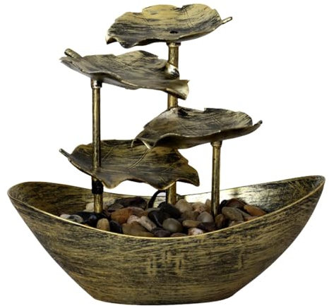 Pequeña fuente de cascada - Fuente de mesa para interiores, fuente de escritorio pequeña H 10 | Pequeña fuente de jardín Zen para interiores de 4 niveles, fuente tranquila de mesa con interruptor d
