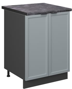 Vicco Kitchen base cabinet Fame-Line, Light blue-grey, 60 cm, WT Anthracite