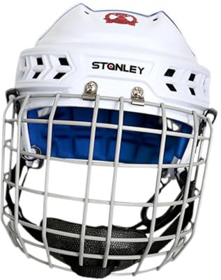 Harilla Casque de Hockey réglable pour Homme et Femme, Casque de Sport Professionnel Blanc, Casque de Patinage sur Glace pour entraînement de Match, S