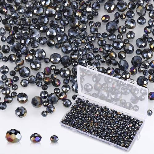 Zocipro 1000Pcs Cuentas de Cristal de 4/6/8mm, Cuentas de Vidrio Facetadas con Caja de Almacenamiento, Facetadas Cristal Abalorios para Hacer Pulseras Collares Manualidades