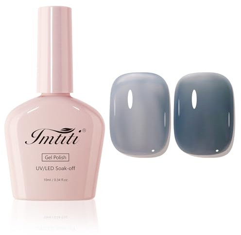 Imtiti Jelly Gel Nail Polish, Sheer Jelly Grey Translucent Grey UV/LED Soak Off Gel Polish for DIY Nail Art Manicure and Pedicure at Home (0.34 Fl Oz-977)