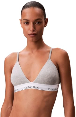 Calvin Klein Sujetador Triangular Mujer Lightly Lined con Logotipo en la Cintura, Gris (Grey Heather), XS