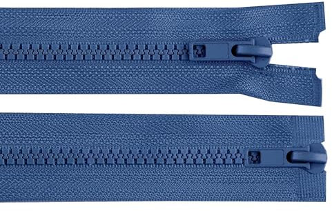 1 Reißverschluss 2-Wege 5mm 70 cm teilbar Autolock Doppelzipper Farbwahl, Farbe:jeansblau