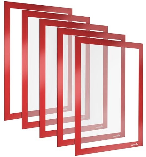 POPPSTAR Magnetrahmen A4 selbstklebend mit Magnetverschluss, rot, 5 Stück