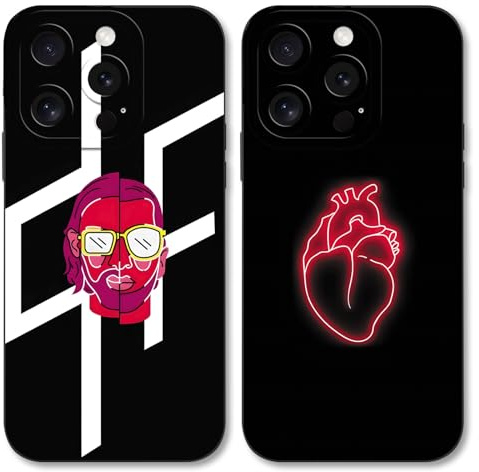 TBNMBGY 2 Stück Schwarz Silikon Schützen Handyhülle für iPhone 15 Pro Hülle 6,1,Cool Mode PNL QLF Sänger Rap Muster Case,Cartoon Pop Singer Design Schutzhülle Stoßfest Cover,Fashion