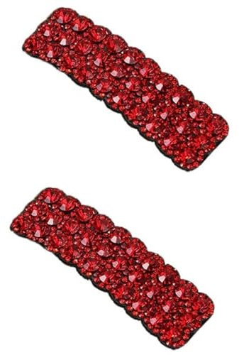 Haarspangen mit roten Strasssteinen, koreanischer Stil, glänzende Luxus-Haarnadeln, rechteckige Haarnadeln, Hochzeit, Strass, Haarspangen, Haarschmuck für Damen und Mädchen, 2 Stück