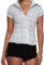 Women's Plaid Button Down Shirts Y2k Summer Basic Ruffle Blouse Lapel Collar Short Sleeve Slim Fit Tops (B-Blue, S)