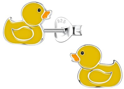 Monkimau Mädchen Ohrringe Duck | Ohrstecker aus 925 Sterling Silber | Kinderohrringe hypoallergen