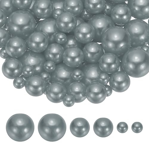 PATIKIL 150 Stk 8/14/20 mm Kunstperlen Perlen Ohne Loch Silber Grau | Schwimmperlen, Für Vasenfüller Tischdekoration Für Hochzeit Party Zuhause Tischdekoration Schwimmkerzen