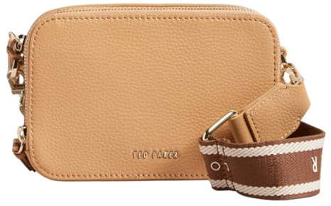 Ted Baker Leder Umhängetasche Schultertasche Stunna Mini Webbing Crossbody Bag Camel hellbraun