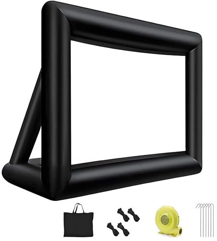PioMue Holiday Styling Inflatable Projector Screen, Blow Up Cinema & Outdoor Stand - Portable Screens w/Front or Rear Movie Projection,for Backyard Party Travel 14FT