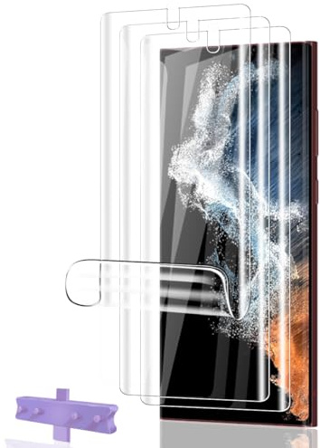 Phlleyaa Protector de Pantalla para Galaxy S22 Ultra TPU Película Protectora 3 Pack, HD Clear, Película Flexible, Sin Burbujas, Anti-Arañazos, Fácil de Instalar Vidrio Templado para Galaxy S22 Ultra