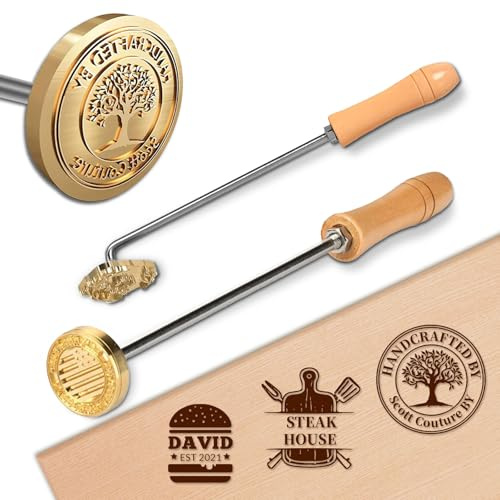 XSTZR Branding-Eisen Stempel personalisiert mit Logo,Brennstempel FüR Holz | Brennstempel FüR Holz, Leder, Kuchen & Fleisch, flammengeheiztes für Holzarbeiten, Grillen,Hochzeit & personalisierte Weihnac