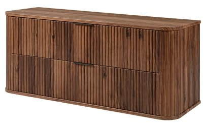 Badrumsskåp, ek–valnöt, 120 x 51,7 x 41,5 cm med lameller