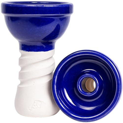 Cazoleta Cachimba HELIUM SE Mas Sabor, Humo y Duracion - Hecha a Mano en España Barro Blanco, Chamota y Esmaltes Coloridos - Cazoleta Shisha Premium Compatible con Gestor de Calor Cachimba AZUL