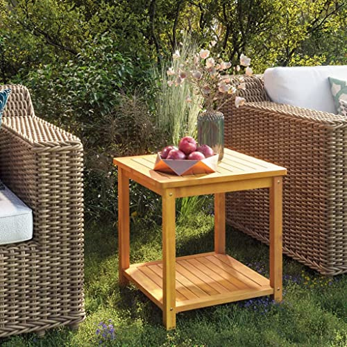 Teenpull Beistelltisch Massivholz Akazie 45x45x45 cm, quadratischer Couchtisch mit Ablage, Wohnzimmertisch für Innenbereich