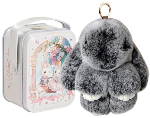 Hase Schlüsselanhänger mit Geschenkschachtel, Handgefertigter plüschiger Hasen in einer Blechdose, Süßer Hasencharme, 7 modische Taschenanhänger Geschenke für Frauen & Mädchen